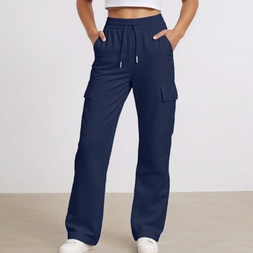 Girls Cargo Sweatpants Kids Wide Leg Elastic Waist Drawstring Baggy Joggers Lounge Athletic Pants with Pockets 4-14Years3