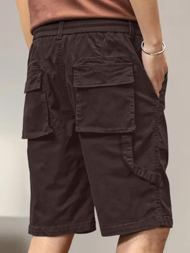 Image of Leriya Fashion Men Cotton Cargo Shorts | Lightweight Shorts Pant for Men | Elastic Waist with Drawstring | Casual Summer Cargo Short's for Man with Pockets