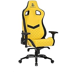 Newskill Silla Gamer Osiris, Piel Sintética y Carbono, Altura Ajustable, Reposabrazos 4D, Reclinable 180º, Cojín Lumbar y Cervical, Ergonómica, Pistón Clase 4, Hasta 150kg, Silla Gaming Amarilla