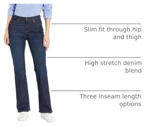 Image of Amazon Essentials Women's Mid-Rise Stretchy Slim Bootcut Jeans for Ladies, Flared Leg Pants - Discontinued Colors