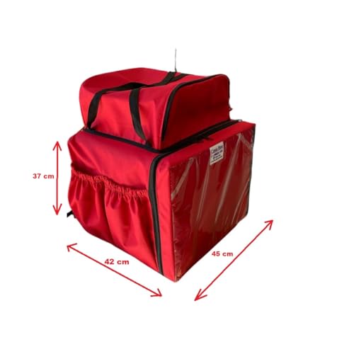 Bag Mochila Térmica Motoboy Com Bolsão Entregas Refeições Delivery Pizza Com Isopor Branco 45 litros