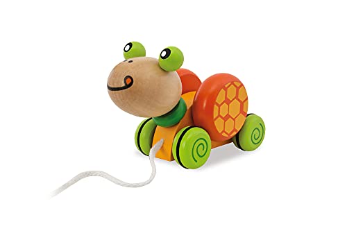 Eichhorn 100005553 - Nachziehtier Schildkröte, mit Bewegung, 15cm, FSC 100% Zertifiziertes Birkenholz