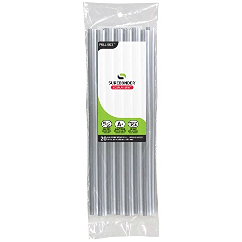 Surebonder Cosplay Hot Glue Sticks for High & Low Temperatures, Full Size 10" - 20 Pack (Silver)