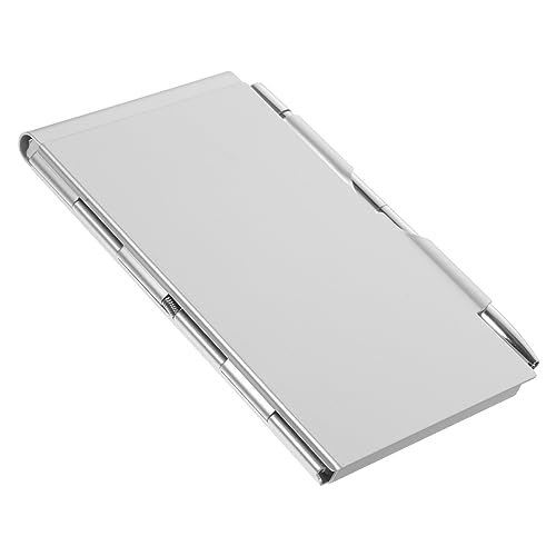 SECFOU ミニポケットノート アルミ合製カードボックス ペン付き 可撕便捷メモパッド 学校 オフィス兼用 小型ノートブック シルバー