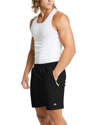 Zengjo Mens Athletic Shorts 7 Inch Unlined - Running & Sports Shorts with Zipper Pockets, Waterproof and Lightweight2