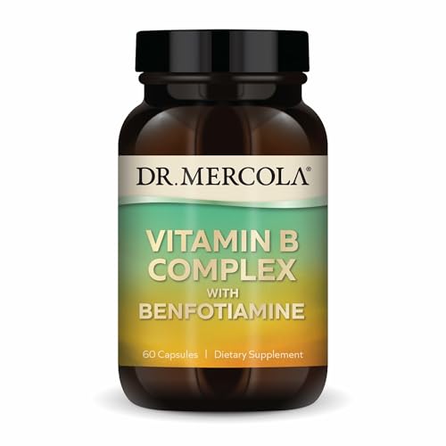 Image of Dr. Mercola Vitamin B Complex with Benfotiamine - Supports Cellular, Brain & Immune Health - Non-GMO, Gluten-Free & Soy-Free - 60 Capsules (30 Servings)