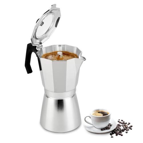 Espressokocher aus Aluminium, Mokkakanne 450 ml für 9 Tassen
