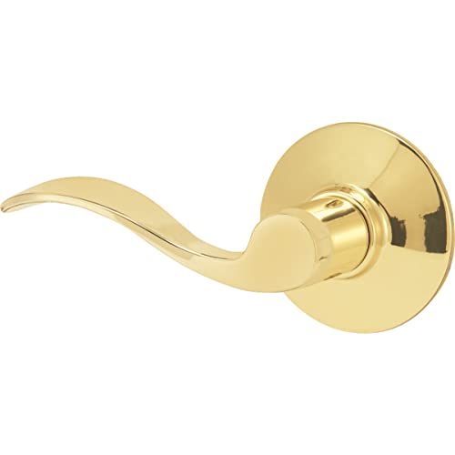 Image of SCHLAGE Accent Hall /Closet Passage Door Handle, Reversible, Bright Brass | Hall or closet lever door handle with no lock, Easy to install, Certified durability, Universal fit