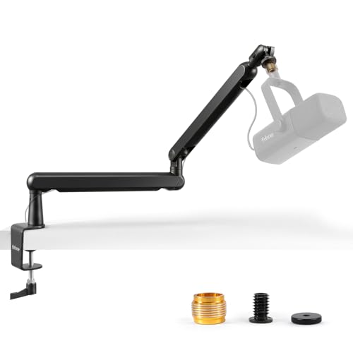 FIFINE Bras de Micro, Suspension Supports de Microphone, pour K658 AM8 K688 A8 etc., avec Pince de Montage sur Bureau, Adaptateur à Vis, Gestion des Câbles,...