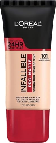 L'Oreal Paris Cosmetics Makeup Infallible Pro-Matte Liquid Longwear Foundation, Classic Ivory, 1 fl oz