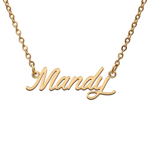 GR859C Mandy Name Tag Necklaces for Her His Friends Familys Relationship Memory Jewelry Gift