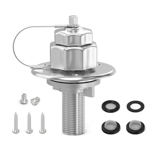 MEANLIN MEASURE All Metal RV City Water Inlet with Check Valve, Stainless Steel 3/4" GHT x 1/2" NPT RV Water Inlet Connection Replacement, RV Water Fill Inlet for RV Camper Motorhome Trailer Marine