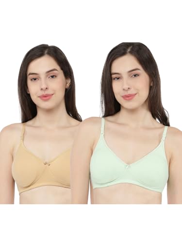 Image of Softline Women's Cotton Rich Wire-Free Non-Padded Molded Bra Combo | Full Coverage & Breathable Comfort | Lightweight, Skin-Friendly Everyday Wear (Pack of 2)
