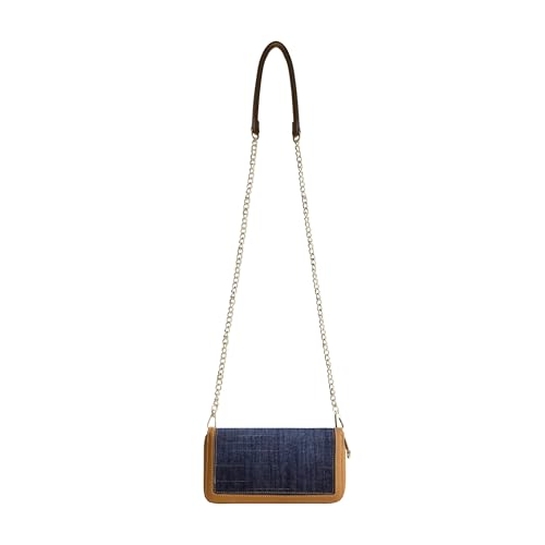 True Religion Women's Zip-Around Wallet with Chain Strap, Dark Denim, One Size 5