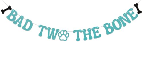 Bad Two the Bone Banner - Dog 2nd Birthday Decor, Two Year