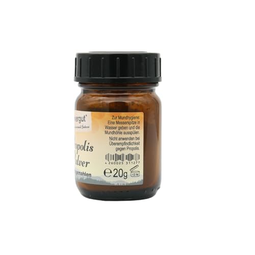 Propolis Pulver | Propolis fein gemahlen und sorgfältig gesiebt | Gefriergetrocknet | Qualität vom Imker | 20g im Schraubglas | Imkergut