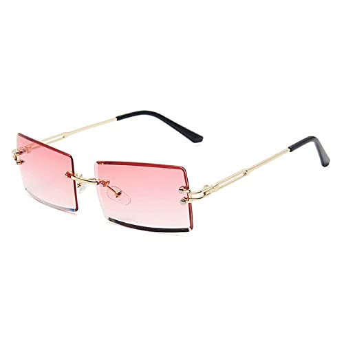 Lunettes de soleil dégradé sans monture coupe rectangle branches dorées