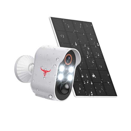 Aiwit 1080p Wireless Security Camera, Indoor/Outdoor Surveillance Bullet Cam, Live View, AI Human Detection, Night Vision, 2-Way Audio, Cloud Storage (4 Spotlights) (4 Spotlights + Solar Panel)