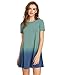 ROMWE Women's Tunic Swing T-Shirt Dress Short Sleeve Tie Dye Ombre Dress Multicolor L
