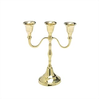 NKlaus Candlestick 3 arm 18cm high brass gold shiny candelabra for candles Ø 2cm table candles stick candles modern classic look decoration wedding 2878