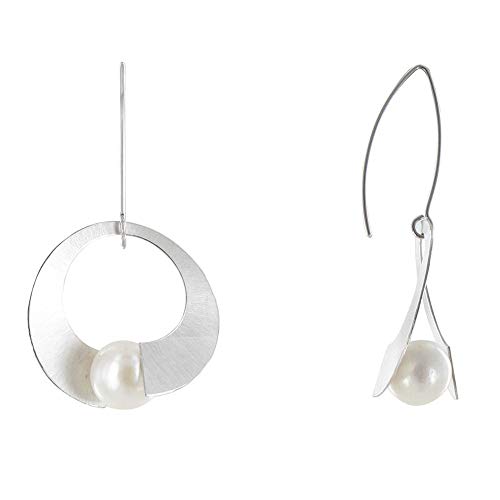 Boucles d'oreilles perles de culture Les Poulettes Bijoux en argent 925 rhodié spirale élégante