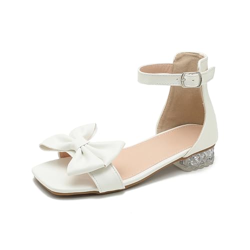 Girls Heels Dress Shoes Flower Girl Mary Jane Sandals Wedding Party Princess Bowtie Shoes for Toddler Little Kid Big Kid