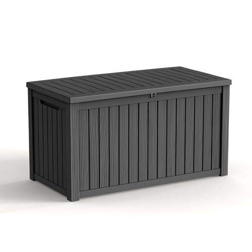 Image of 180 Gallon Waterproof Outdoor Storage Box, UV Resistant Resin Deck Box with Hydraulic Rod for Reinforced Stability, Perfect for Patio, Garden, and Pool（Black，180 Gallon）