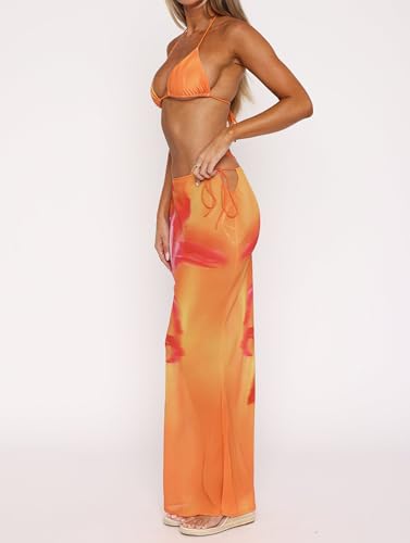 Women's Y2K Sheer Mesh Long Maxi Skirts Mid Waisted Cover Up See-Through Summer Skirts Beach Flowy Tulle Skirts3