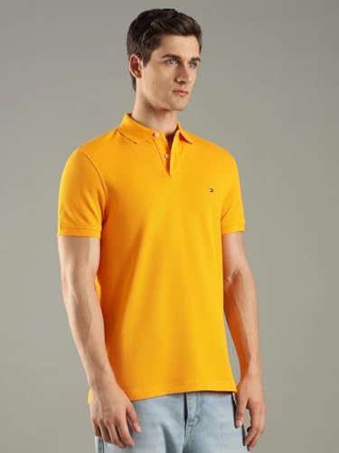 Image of Tommy Hilfiger Solid Regular fit Cotton Polo t-Shirt