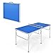 GYMAX Tavolo da Ping Pong Pieghevole e Portatile in Metallo e Legno, Tavolo da Ping Pong da Esterno e da Interno, con 2 Racchette e 2 Palline e 1 Rete, 152 x 76 x 76 cm, Blu