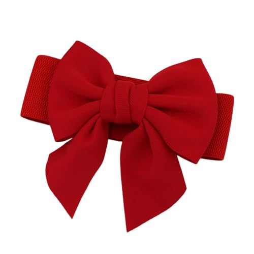 Red Bow Belt for Women Dresses Women's Bowknot Wide Elastic Band Belt Waistband Vintage Stretchy Belt Waist Decoration