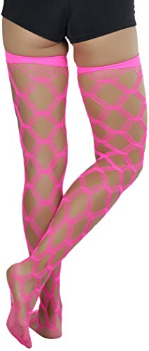 ToBeInStyle Women’s Multi-Strand Large Diamond Fence Net Thigh High Stockings2
