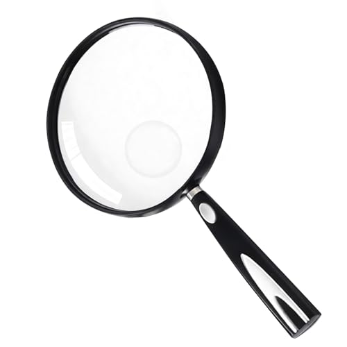 Feosky Handheld Reading Magnifier, 10X Magnifier, 130mm Shatterproof Lens, Non-Slip