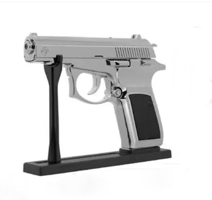 Image of EXTREMUS Gun Lighter Pistol Lighter Heavy Weight Metal Body Gun Pistol Shaped with Barrel Pull Back System and Holster Pocket Lighter for Decorative, Smoking Filled with Gas (Z-83 Silver)