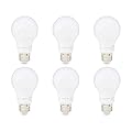 Amazon Basics A19 LED Light Bulb, 60 Watt Equivalent, Energy Efficient 9W, E26 Standard Base, Soft White 2700K, Non-Dimmable, 10,000 Hour Lifetime, 6-Pack