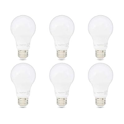 Amazon Basics A19 LED Light Bulb, 60W Equivalent, 9W Energy Efficient, E26 Standard Base, Soft White 2700K, Non-Dimmable, 10,000 Hour Lifetime, 6-Pack
