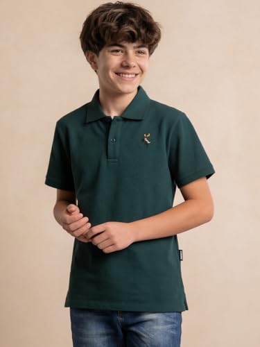 Image of Li'l Tomatoes Boys Cotton Pique Polo T-Shirt | Solid Collared Half Sleeve Tee for Kids | Soft Breathable Summer Wear | Casual Smart Polo T-Shirt | 9-16 Years