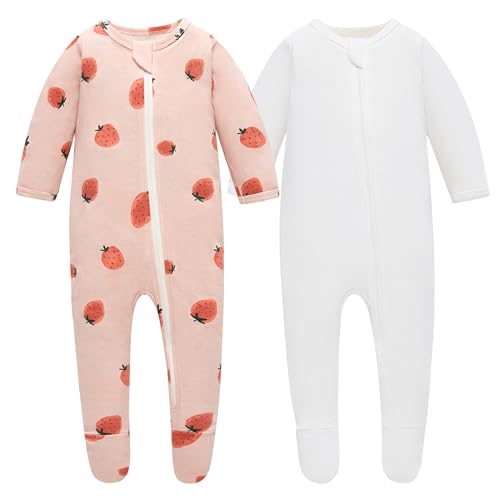 Image of Owlivia Organic Cotton Baby Pajamas, Boys Girls Zip Front Sleep 'N Play Pjs, Footed Sleeper, Long Sleeve