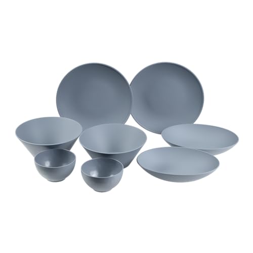 rebirth(リバース) ナチュラルシリーズ 食器セット 8点 B 日本製 灰色 一人暮らし プラスチック 軽い 電子レンジ対応 食洗機対応 (グレー)
