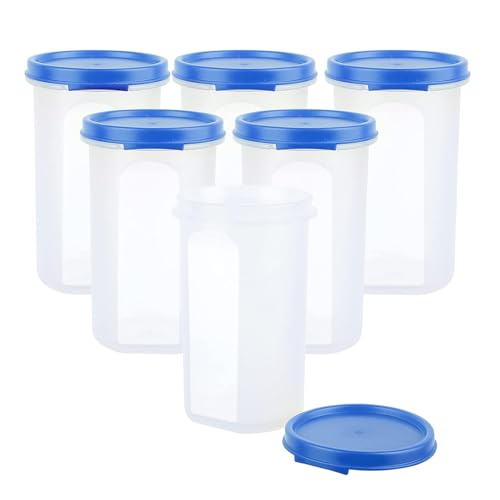 Image of RIOMAX Plastic Kitchen Storage Containers /Round Storage Container with Removable Lid /Fridge Storage Container /Fridge Organizer /Freezer Storage Containers (500ML, Pack of 6)