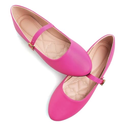 Image of TN TANGNEST Leather Flats for Women Retro Mary Jane Flats | Comfortable Square Toe Slip On Flats with Buckle Strap, Soft Work Flats Office Shoes