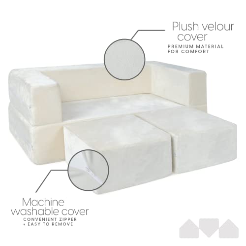 Milliard Kids Couch - Modular Kids Sofa For Toddler And Baby Playroom/Bedroom Furniture (Ivory) With Bonus Pillow #TOP3