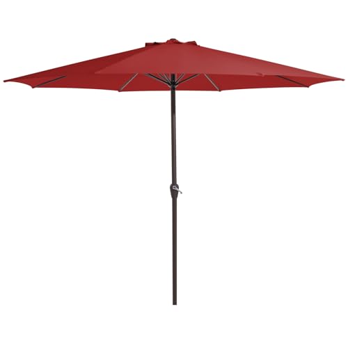 MEWAY 12ft Patio Umbrella Outdoor Table Umbrellas with Crank, Market Umbrella 8 Sturdy Ribs for Deck, Garden, Pool and Backyard, Red