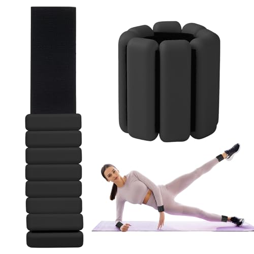 2 Stück Handgelenkgewichte Knöchelgewichte Set Gewichtsmanschetten Ankle Weights Handgelenk Gewichte für Yoga,Tanz,Barre,Pilates,Cardio,Aerobic,Walking,Gehen,Joggen (Schwarz)