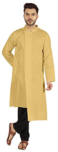 Pyjama indien Kurta 2 pièces pour homme en beige taille XL