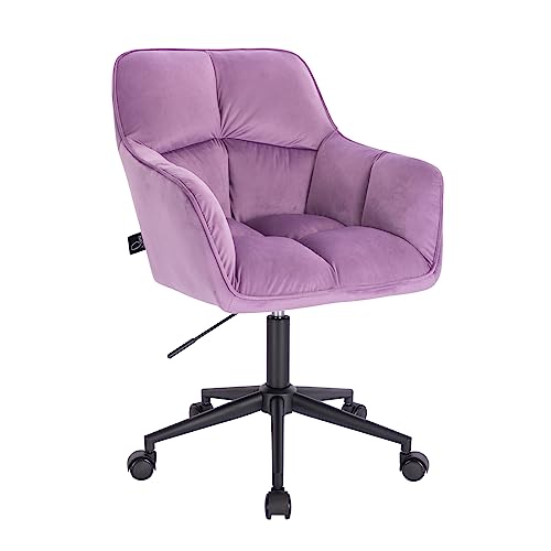 SVITA Jerry Schreibtischstuhl mit Armlehnen höhenverstellbar Drehstuhl mit Rollen Samt Lila