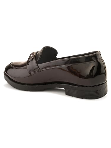 Image of STANPHORD Mens Loafers Textured Formal Slipon Loafers with Metal Accent for Party & Formal Occasion