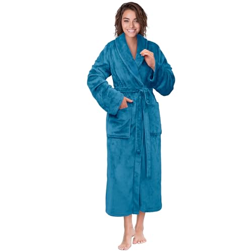Image of PAVILIA Womens Robe Fleece Plush Soft, Fluffy Fuzzy Cozy Warm Bathrobe, Shower Spa House Long Robe for Women