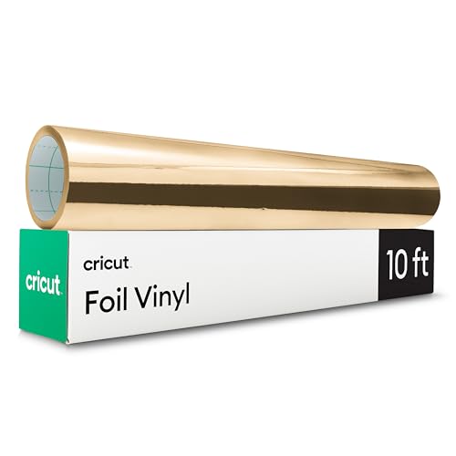 Cricut® Foil Vinyl - Gold - 12 in x 10 ft - DIY Personalized Decals, Labels, & More - Metallic Finish - Long Lasting - Optimized Cutting Machines