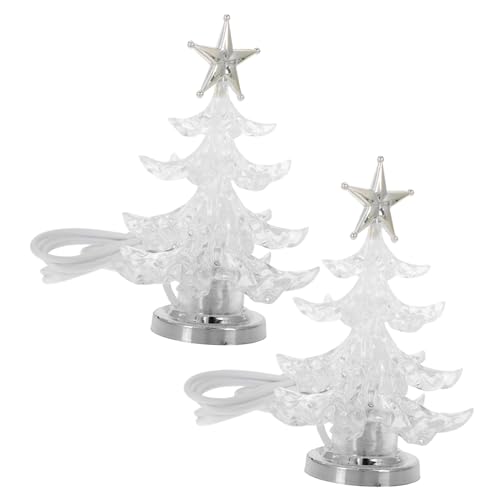 Garneck 2Pcs Christmas Tree Shape Lamp Creative Light for Bedroom Home Decor and Holiday Parties USB Powered Prismatic Design for Unique Atmosphere